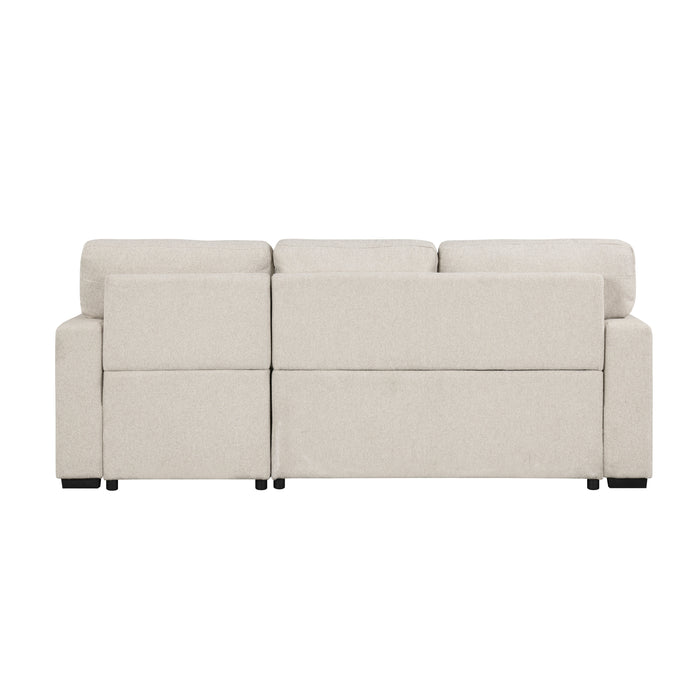 Pompano Sectional with Right Chaise, Pull-out Bed, Hidden Storage and Shelves, Charging Ports (9630BE*22LRC)