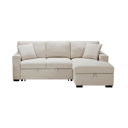 Pompano Sectional with Right Chaise, Pull-out Bed, Hidden Storage and Shelves, Charging Ports (9630BE*22LRC)