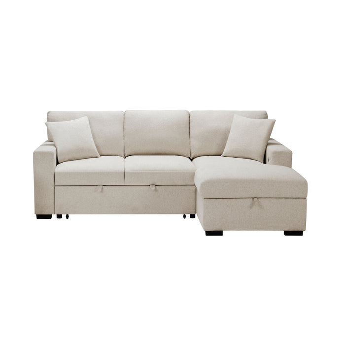 Pompano Sectional with Right Chaise, Pull-out Bed, Hidden Storage and Shelves, Charging Ports (9630BE*22LRC)