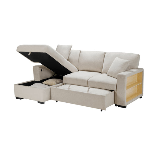 Pompano Sectional with Left Chaise, Pull-out Bed and Hidden Storage, Charging Ports