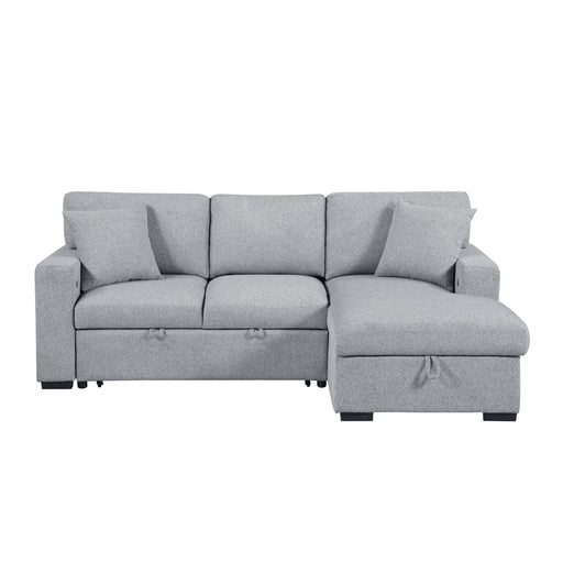 Pompano Sectional with Right Chaise, Pull-out Bed, Hidden Storage and Shelves, Charging Ports (9630GY*22LRC)