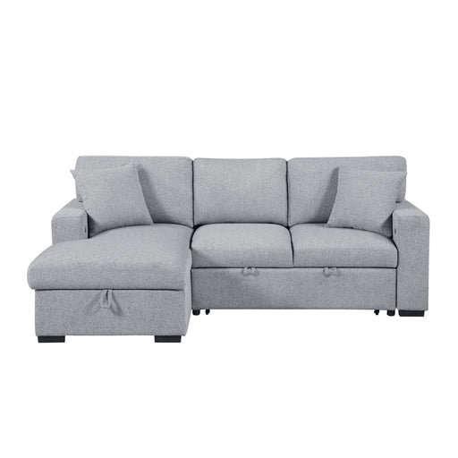 Pompano Sectional with Left Chaise, Pull-out Bed, Hidden Storages and Shelves, Charging Ports (9630GY*4LC2R) - 9630GY*2LC2R