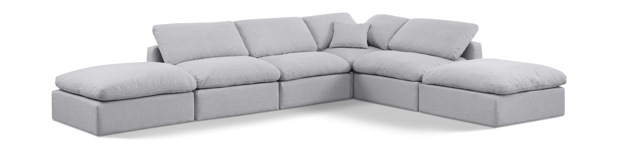 Indulge 140" Linen Textured Fabric Upholstered 6pc. Modular Sectional