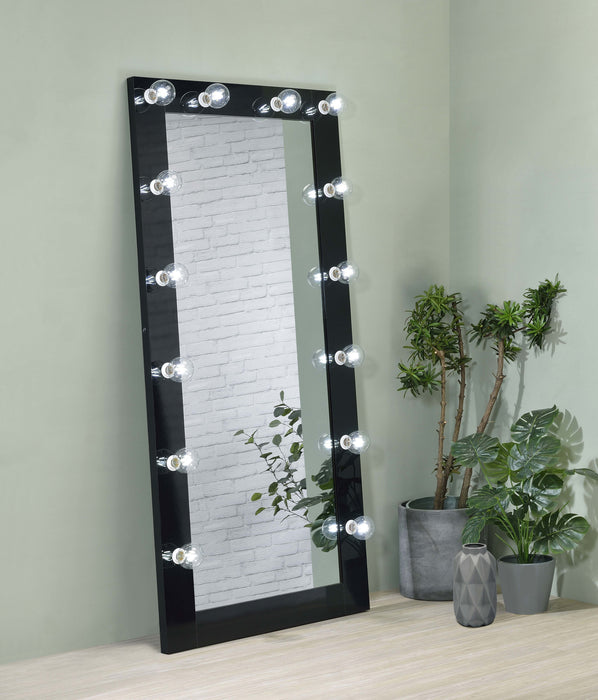 Zayan 32 x 71 Inch Floor Mirror LED Lighting White Gloss