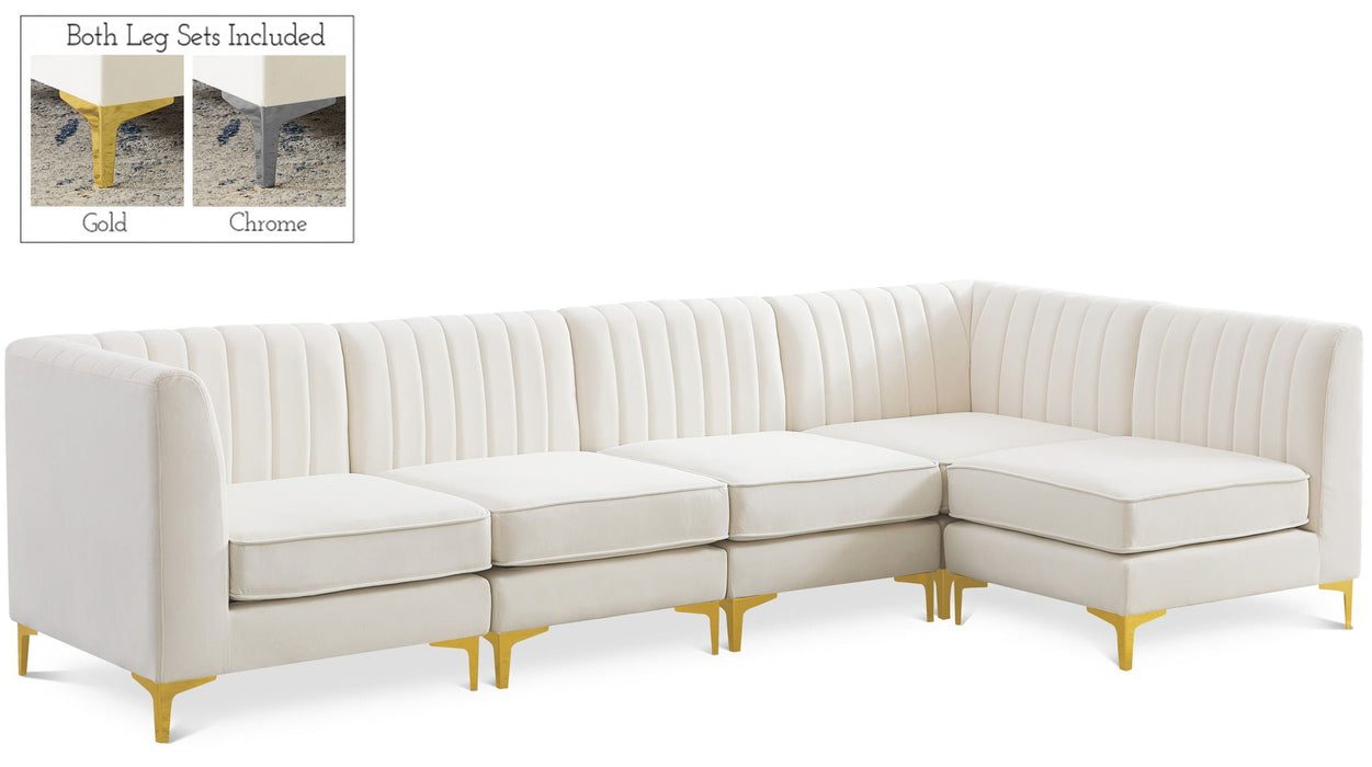Alina 116.5" Velvet Upholstered 5pc. Modular Sectional