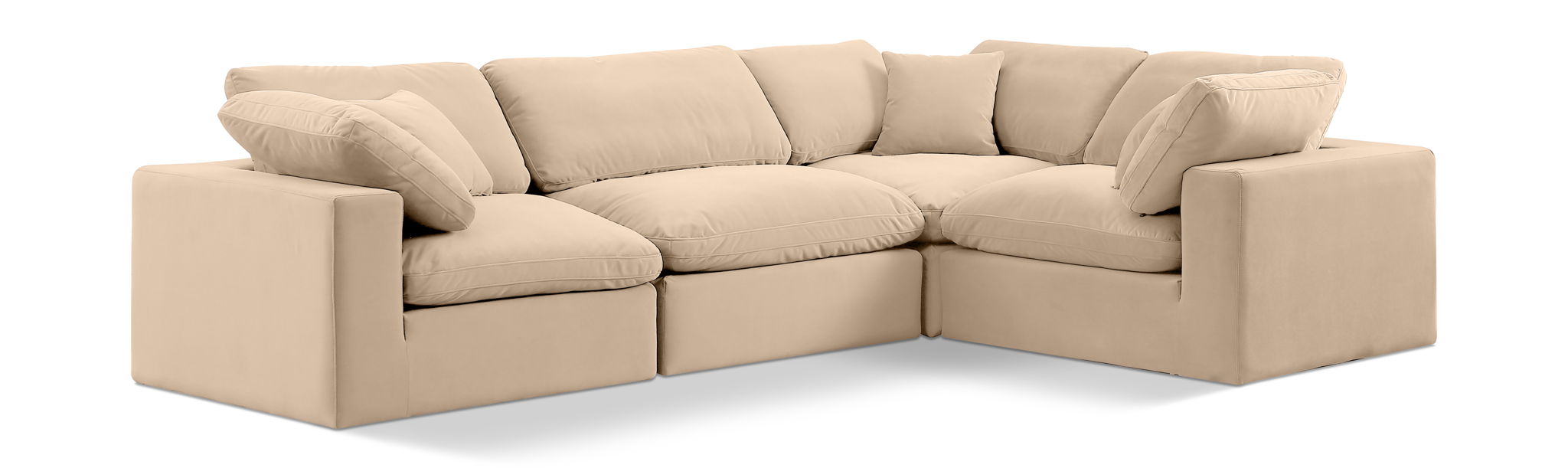 Comfy 119" Velvet Upholstered 4pc. Modular Sectional