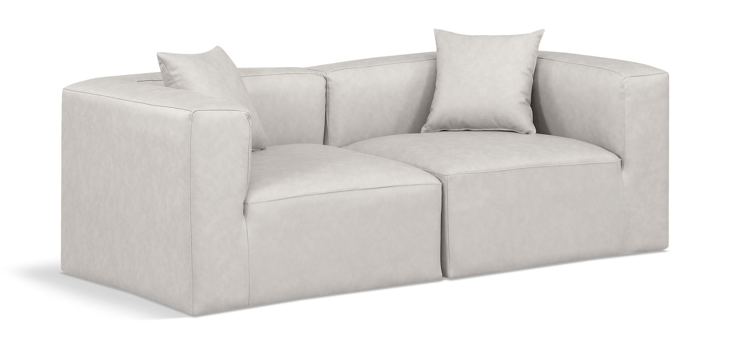 Cube 72" Vegan Leather Upholstered 2pc. Modular Loveseat