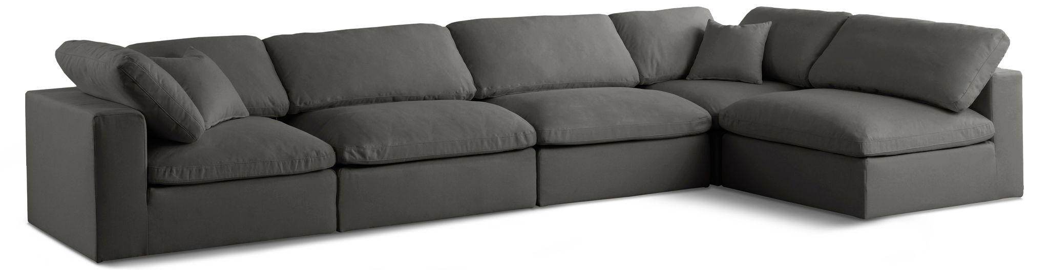 Plush 140" Velvet Upholstered Standard Comfort 5pc. Modular Sectional