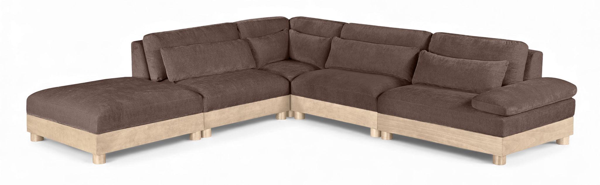 Turin 127.75" Chenille Fabric Upholstered 5pc. Modular Sectional