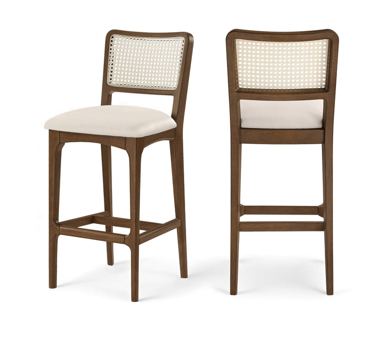 Atrium Cane Back And Vegan Leather Upholstered Seat Bar Stool