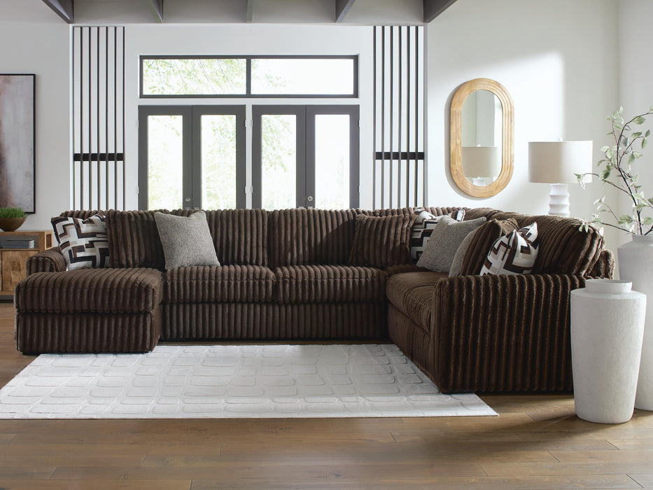 Midnight-Madness 4-Piece Sectional with Chaise - LAF Corner Chaise, Armless Loveseat, RAF Sofa, Wedge