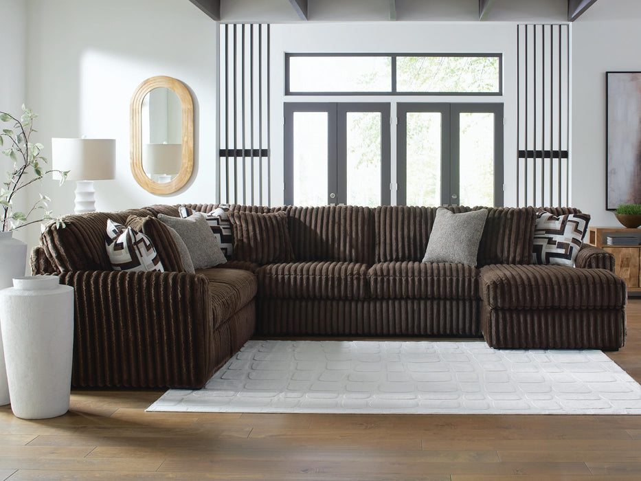 Midnight-Madness 4-Piece Sectional with Chaise - RAF Corner Chaise, Armless Loveseat, LAF Sofa, Wedge