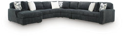 Midnight-Madness 5-Piece Sectional with Chaise - LAF Corner Chaise, Armless Chair, Armless Loveseat, RAF Sofa, Wedge