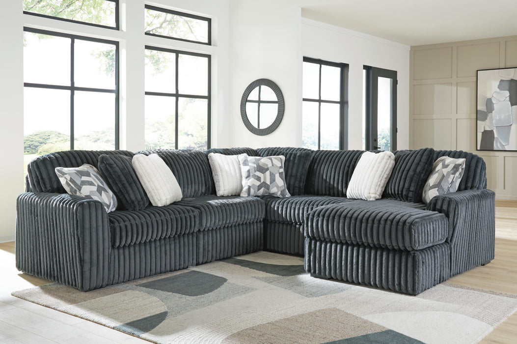Midnight-Madness 5-Piece Sectional with Chaise - Gunmetal - Right side