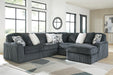 Midnight-Madness 5-Piece Sectional with Chaise - Gunmetal - Right side