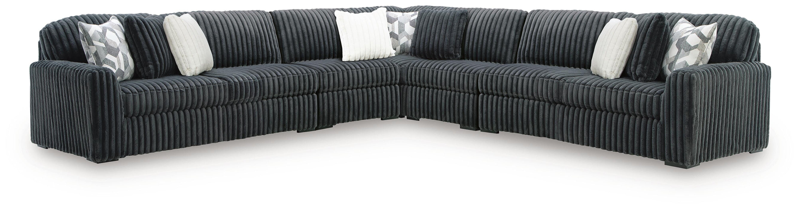 Midnight-Madness 5-Piece Sectional - 2 Armless Chairs, LAF Sofa, RAF Sofa, Wedge