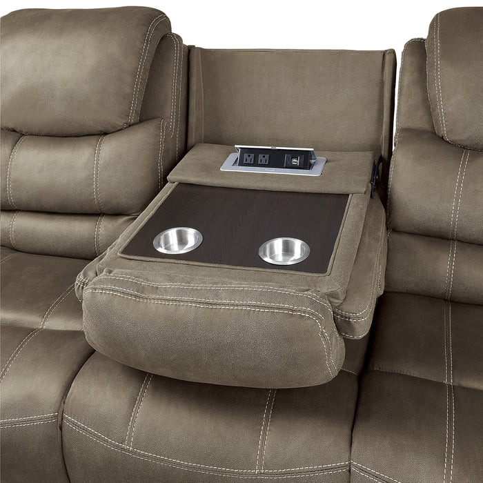 Shola Power Double Reclining Sofa with Power Headrests, Drop-Down Cup Holders, Receptacles and USB Ports