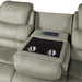 Shola Power Double Reclining Sofa with Power Headrests, Drop-Down Cup Holders, Receptacles and USB Ports