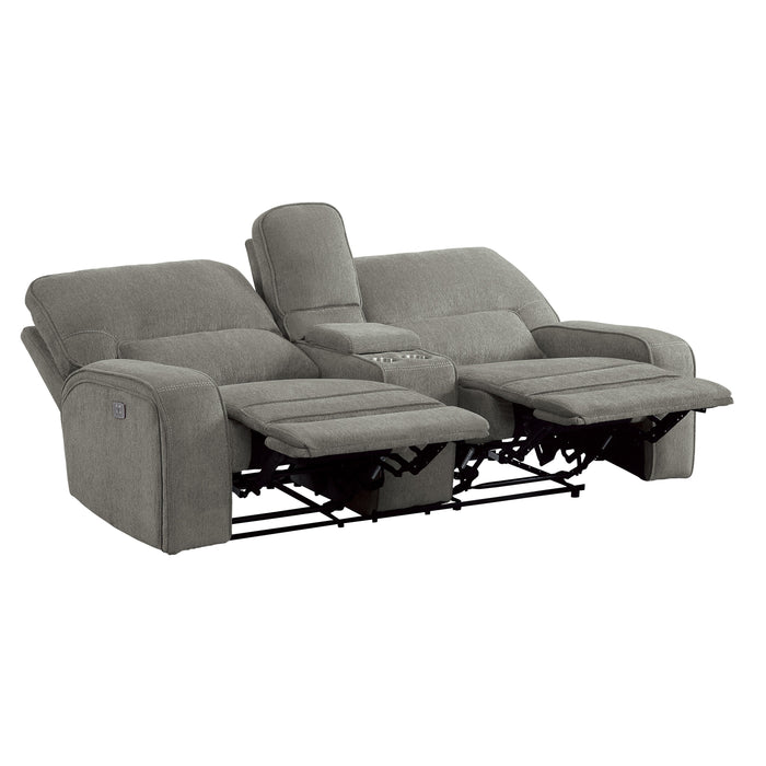 Borneo Power Double Reclining Love Seat with Center Console, Power Headrests and USB Ports