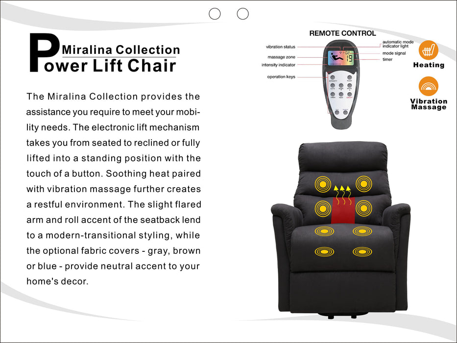 Miralina Power Lift Chair with Massage and Heat