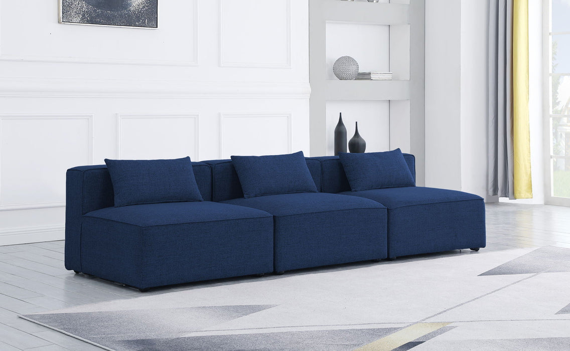Cube 108" Fabric Upholstered 3pc. Armless Modular Sofa
