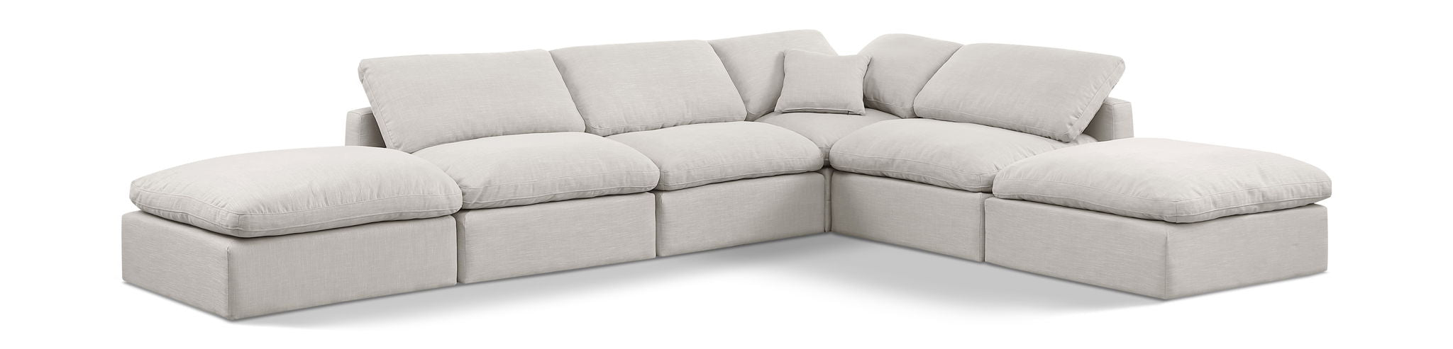 Indulge 140" Linen Textured Fabric Upholstered 6pc. Modular Sectional