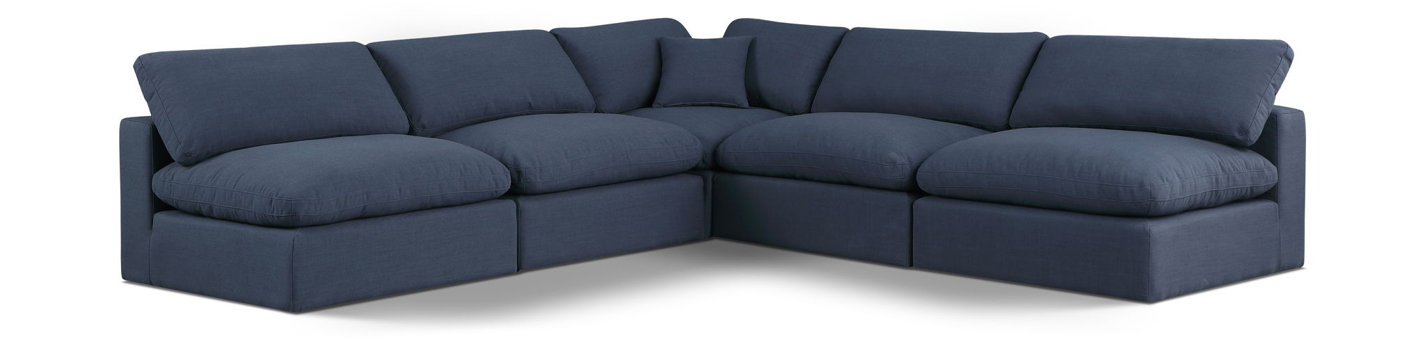 Comfy 118" Linen Textured Fabric Upholstered 5pc. Modular Sectional