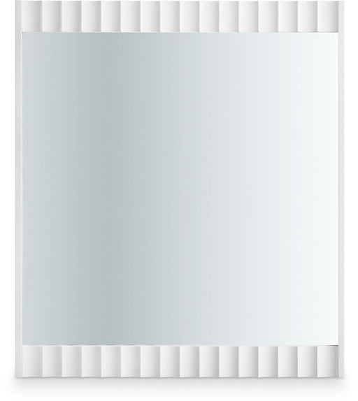 Modernist 37" W X 42.5" H Gloss Finish Wood Veneer Frame Mirror - White
