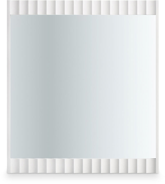 Modernist 37" W X 42.5" H Gloss Finish Wood Veneer Frame Mirror - White