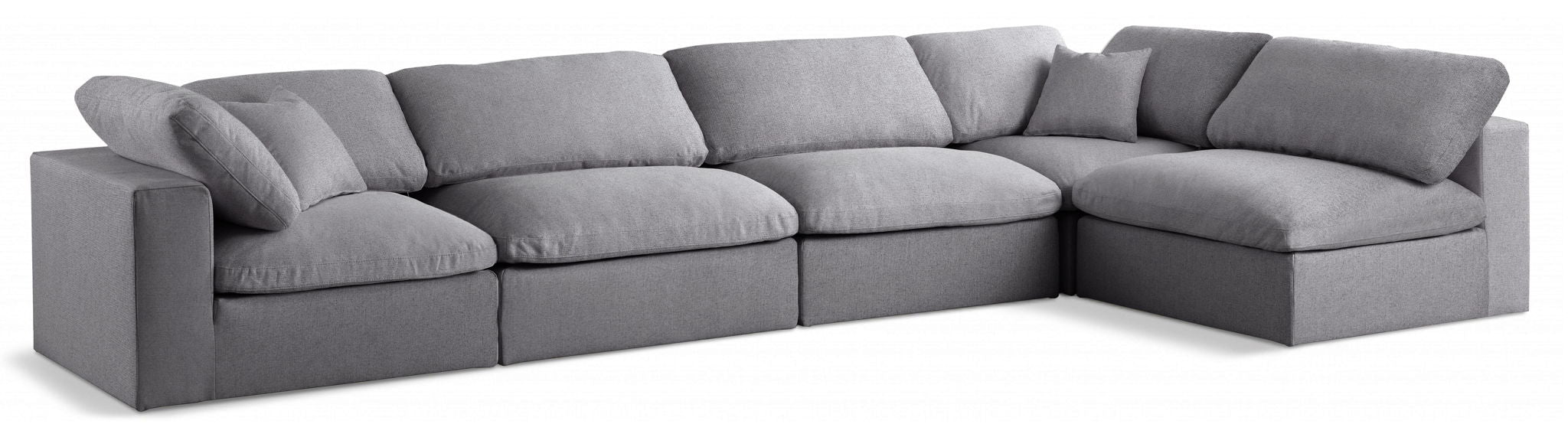 Serene 158" Linen Textured Fabric Upholstered Deluxe Comfort 5pc. Modular Sectional