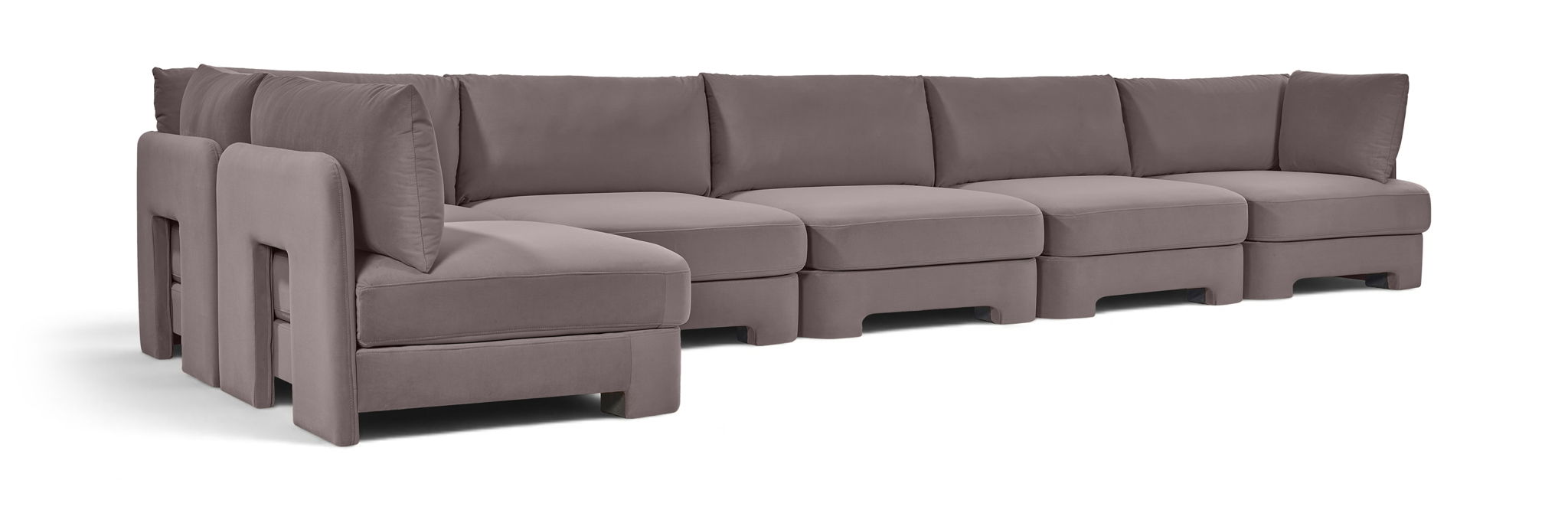 Seccional modular tapizado de terciopelo de alto rendimiento Hammond de 185" de 6 piezas