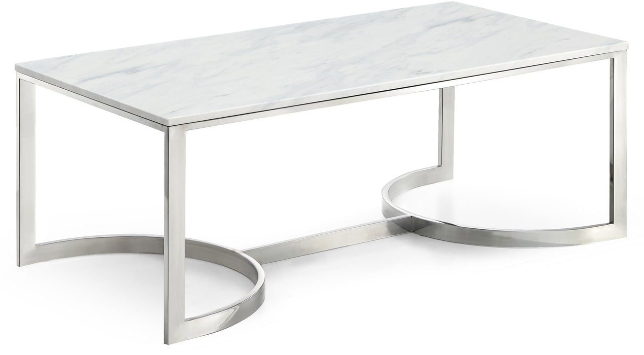 Copley Marble Veneer Top And Chrome Steel Base Coffee Table