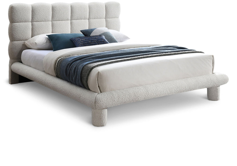 Deco Boucle Fabric Upholstered Bed