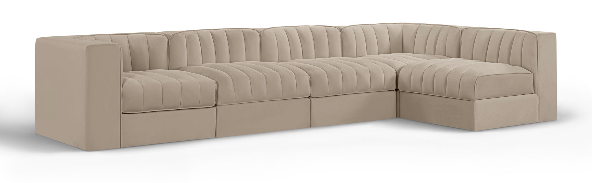Rummi 126" Velvet Performance Fabric Upholstered 5pc. Modular Sectional