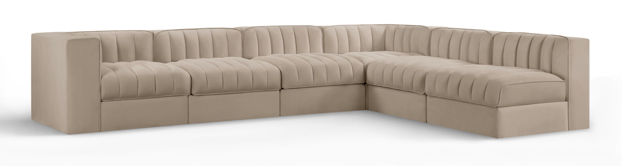 Rummi 126" Velvet Performance Fabric Upholstered 6pc. Modular Sectional