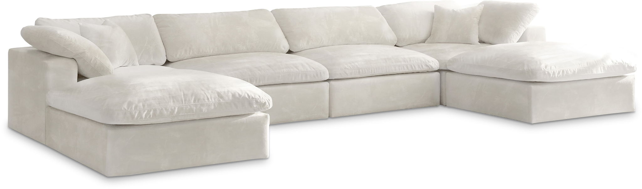 Cozy 158" Velvet Upholstered Overstuffed Fiber Filled Comfort Comfort 6pc. Modular Sectional