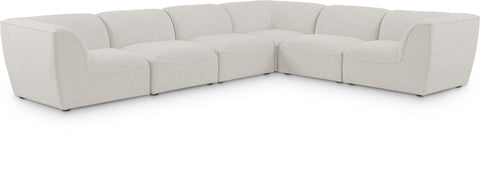 Miramar 142" Linen Textured Fabric Upholstered 6pc. Modular Sectional
