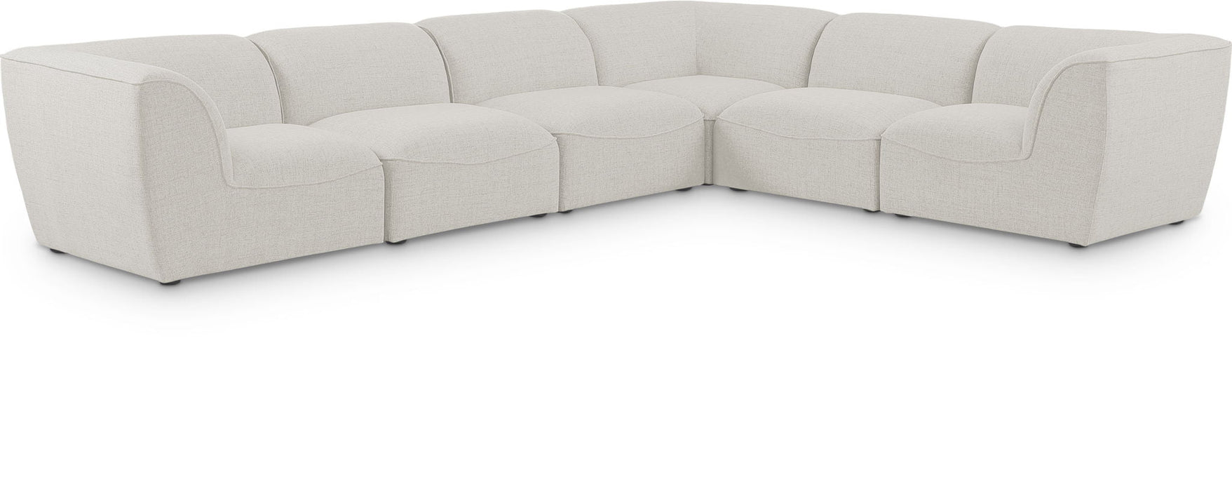 Miramar 142" Linen Textured Fabric Upholstered 6pc. Modular Sectional
