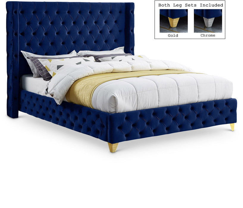 Savan Velvet Upholstered Bed