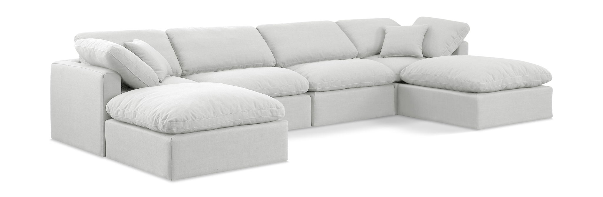 Indulge 140" Linen Textured Fabric Upholstered 6pc. Modular Sectional