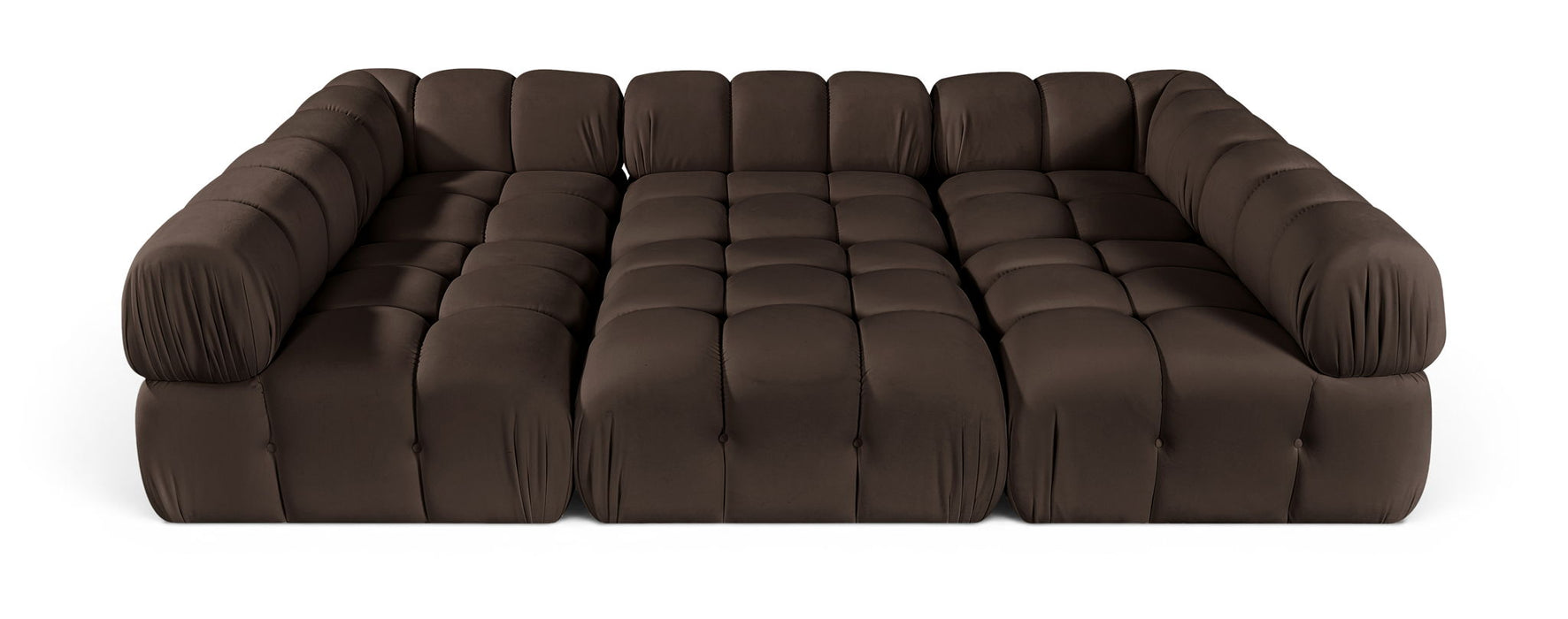 Seccional modular tapizado de terciopelo de alto rendimiento Orin de 111" de 6 piezas