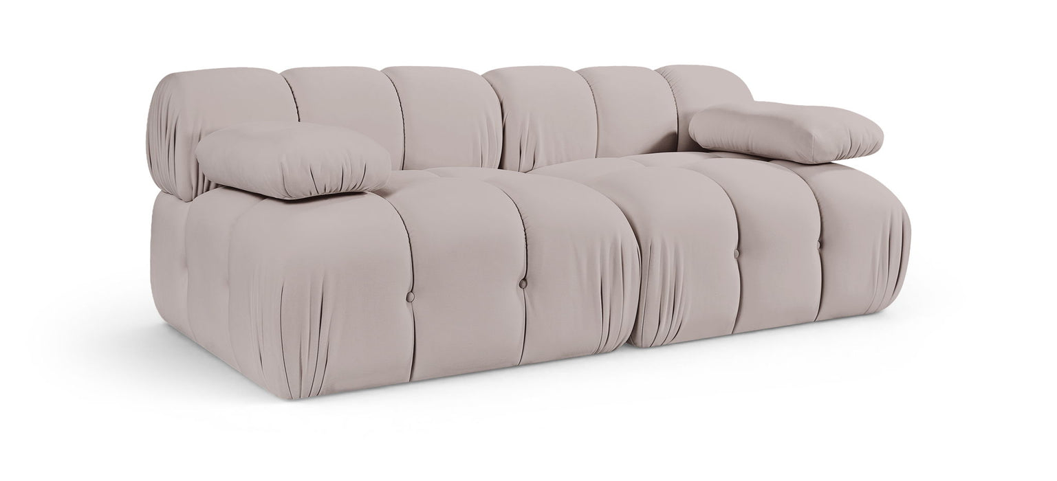 Loveseat modular tapizado de terciopelo de alto rendimiento Orin de 74" de 2 piezas