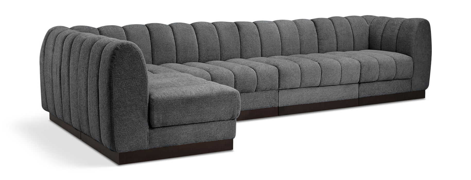 Quinn 133" Chenille Fabric Upholstered 5pc. Modular Sectional