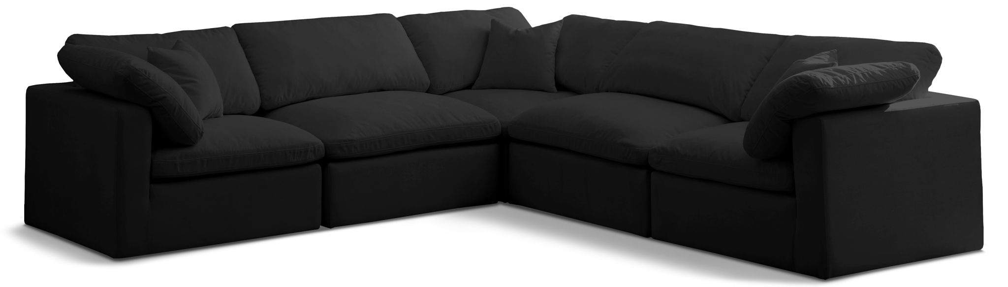Plush 105" Velvet Upholstered Standard Comfort 5pc. Modular Sectional