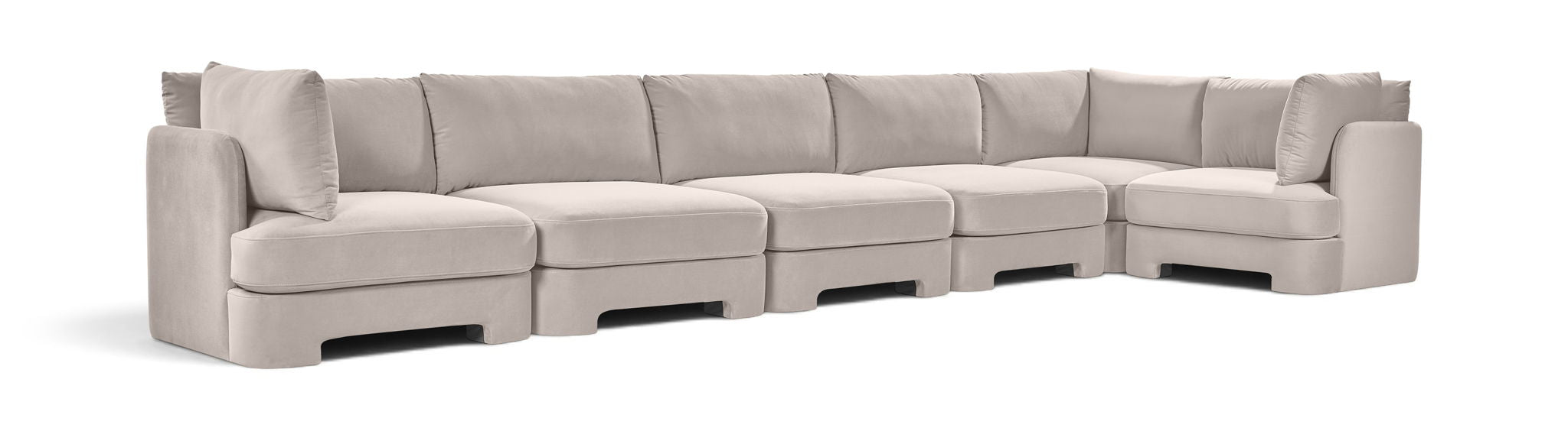 Hammond 185" Velvet Performance Fabric Upholstered 6pc. Modular Sectional