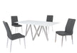 Modern Dining Set w/ White Glass Table & 4 Chairs ABIGAIL-5PC-ASH