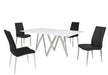 Modern Dining Set w/ White Glass Table & 4 Chairs ABIGAIL-5PC-BLK
