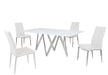 Modern Dining Set w/ White Glass Table & 4 Chairs ABIGAIL-5PC-WHT