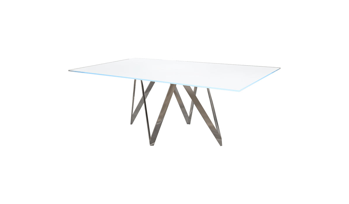 Modern White Glass Top Dining Table ABIGAIL-DT