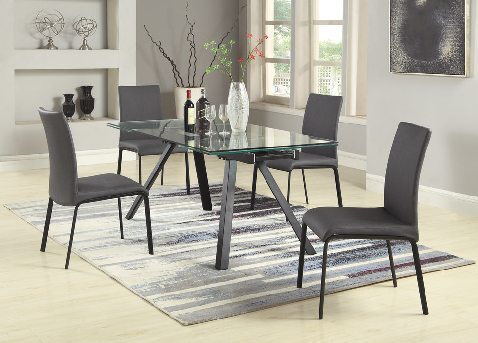 Dining Set w/ Extendable Glass Table & Curved-Back Chairs AIDA-5PC